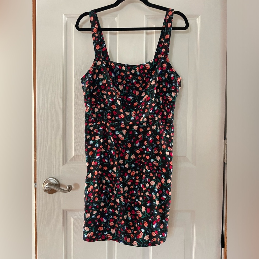 BP. Black Dress with Multicolor Tulip Print